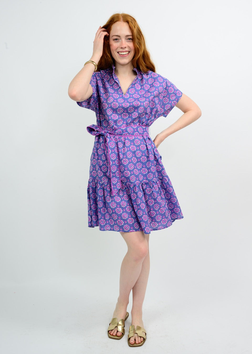 Uncle Frank Mock Kantha Stitched Floral Dress