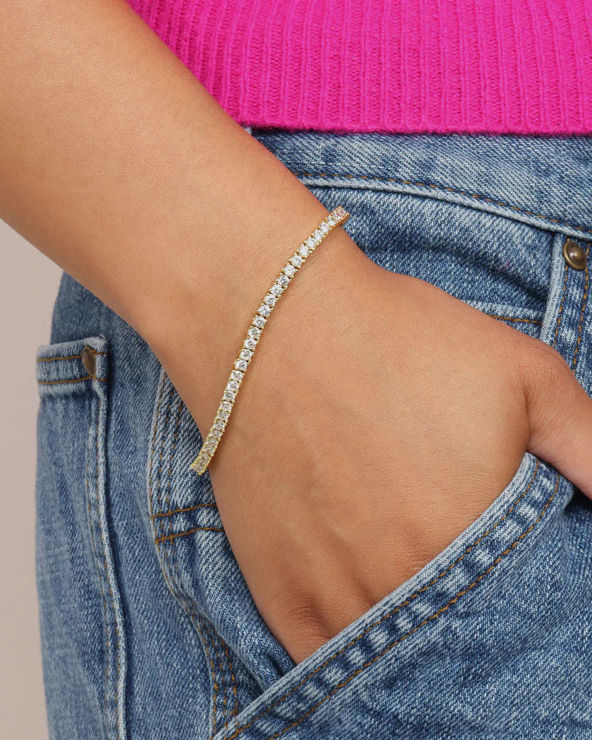 Melinda Maria Heiress Tennis Bracelet-Gold/White