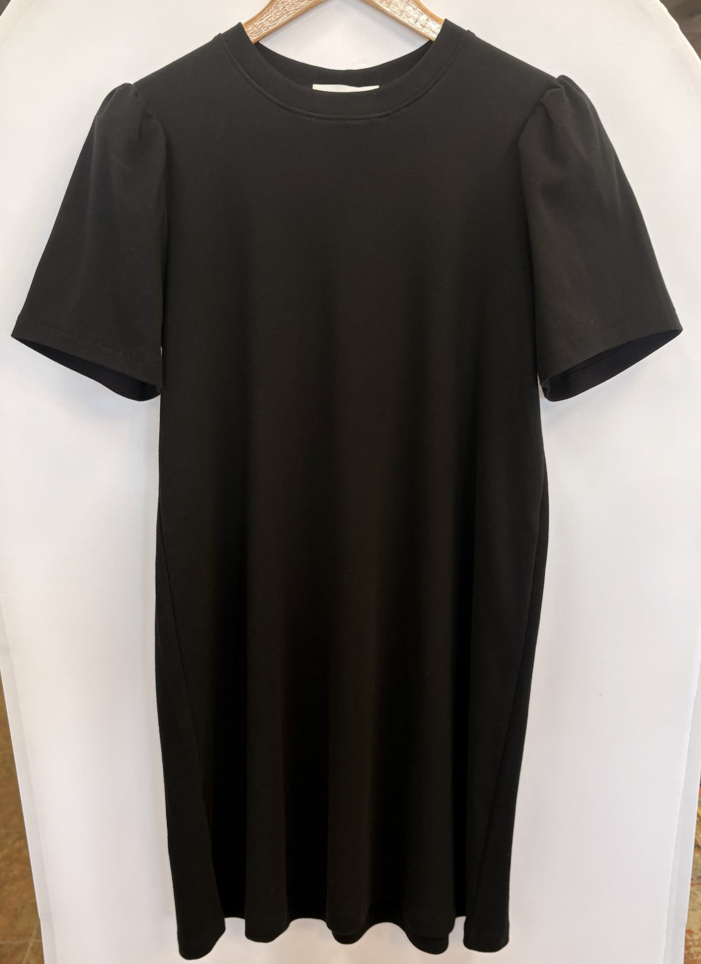 Necessitees Puff Sleeve Swing Dress-Black