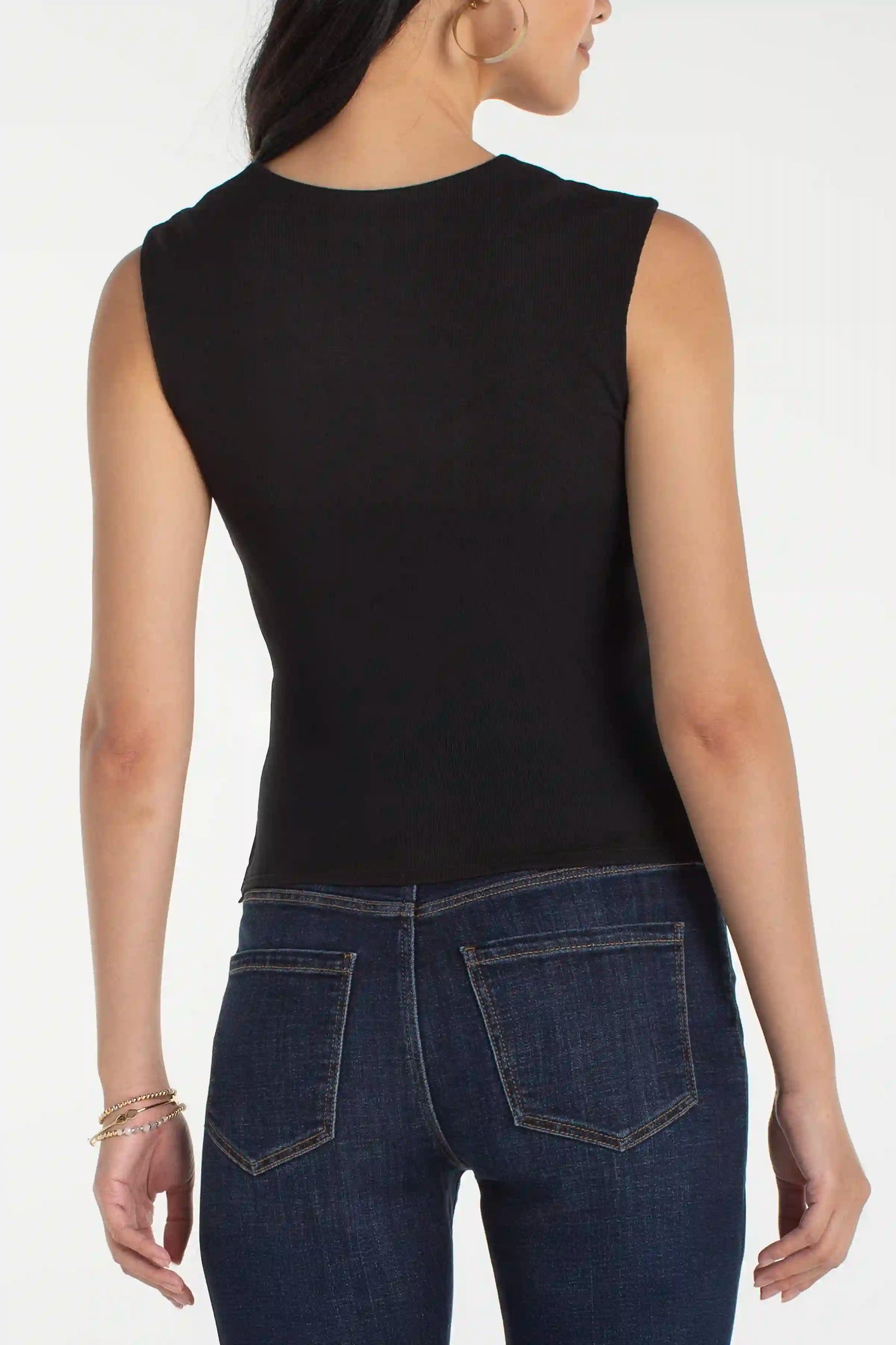 Liverpool Sleeveless Built In Bra Top-Black