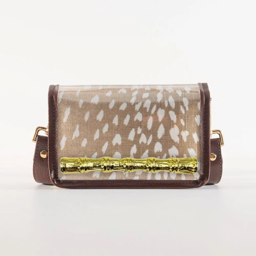 Garland Petite Antelope Clear Stadium Bag with Gold Bamboo Stick