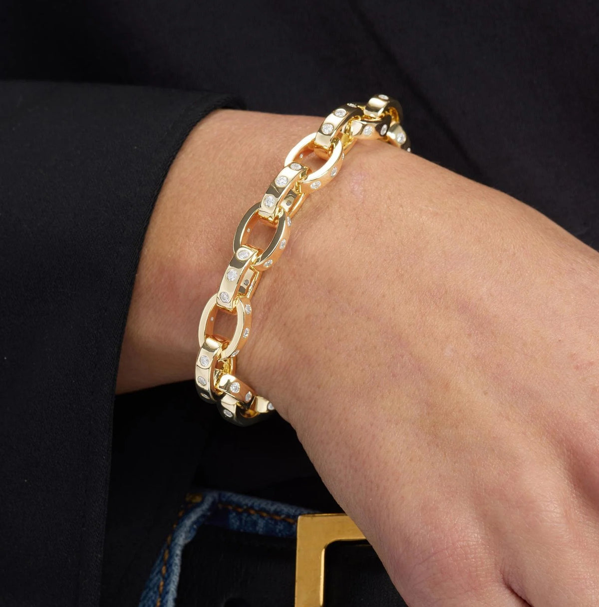Melinda Maria Ashley Chain Link Bracelet 9mm-Gold 6.5"