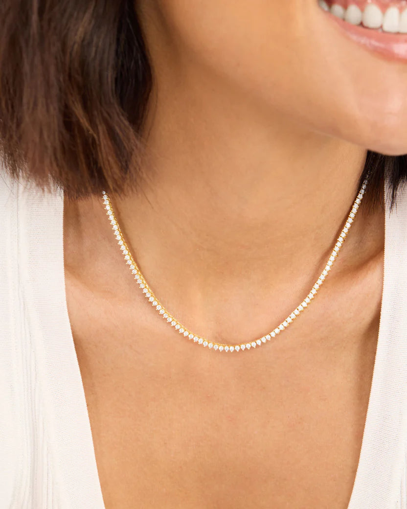 Melinda Maria Baby Not Your Basic 16" Tennis Necklace-Gold/White