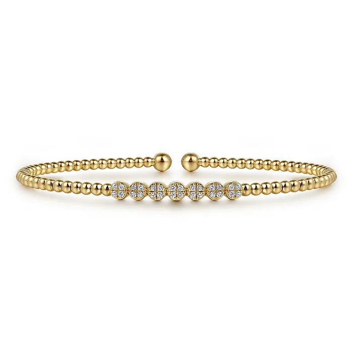 Gabriel 14K Yellow Gold Bujukan Bead and Cluster Diamond Bangle