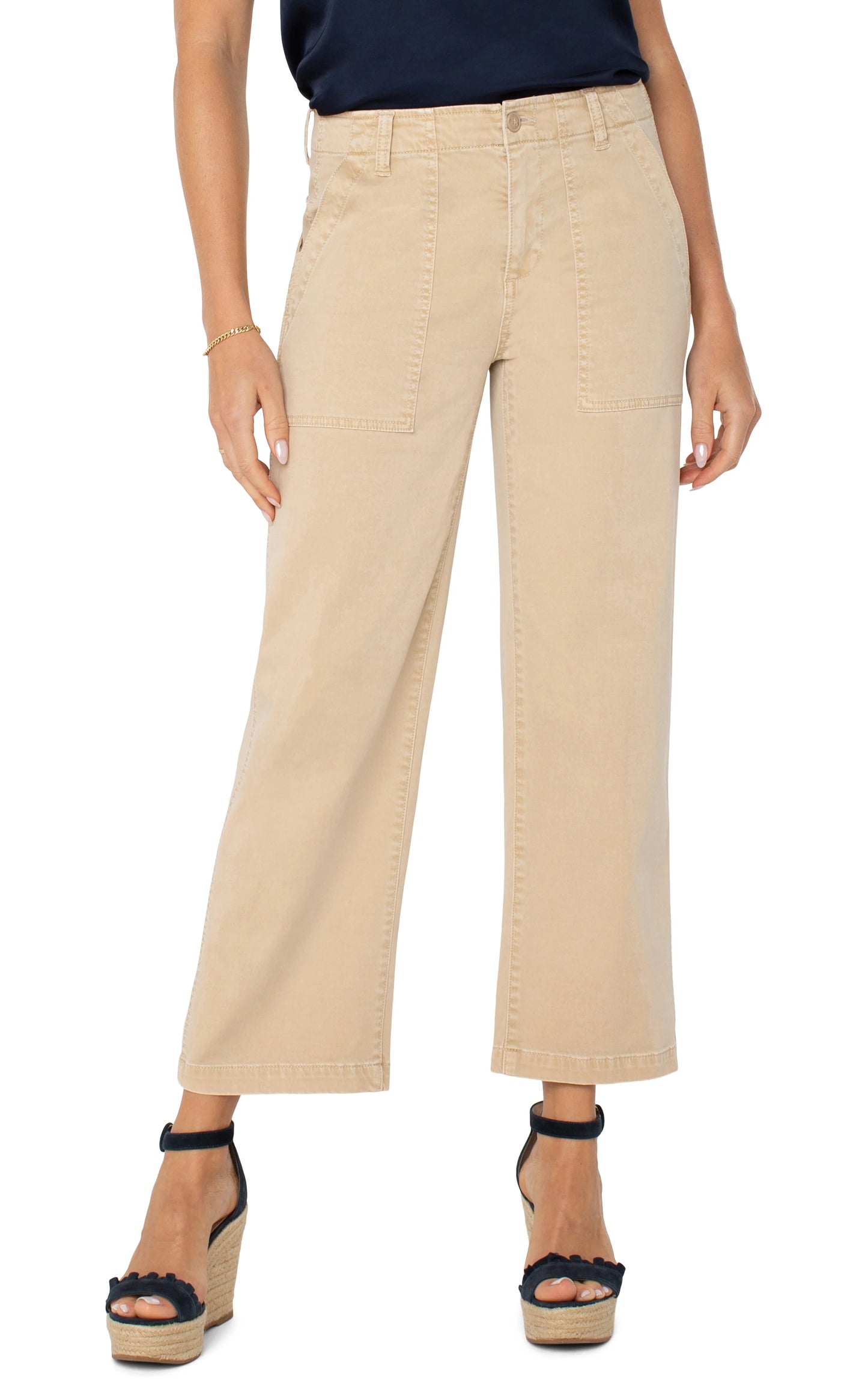Liverpool Cargo Wide Leg Crop- Cappuccino