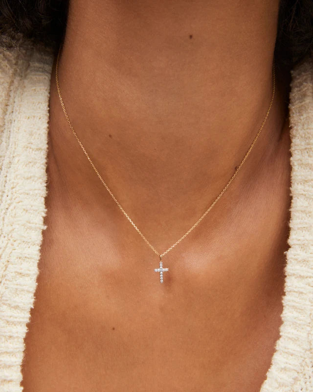 Kendra Scott Diamond & 14kt Yellow Gold Cross Necklace