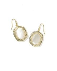 Kendra Scott Tiger Striped Daphne Drop Earrings-Gold/Natural Mother of Pearl