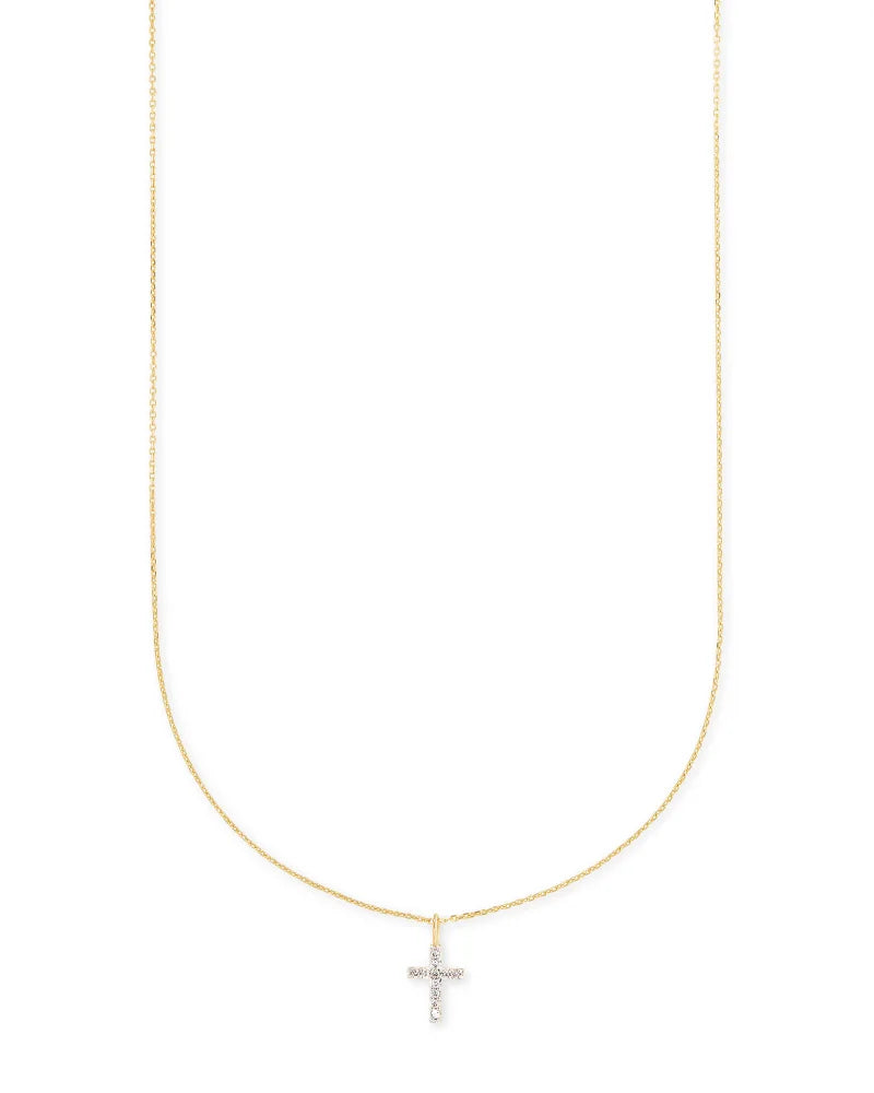 Kendra Scott Diamond & 14kt Yellow Gold Cross Necklace