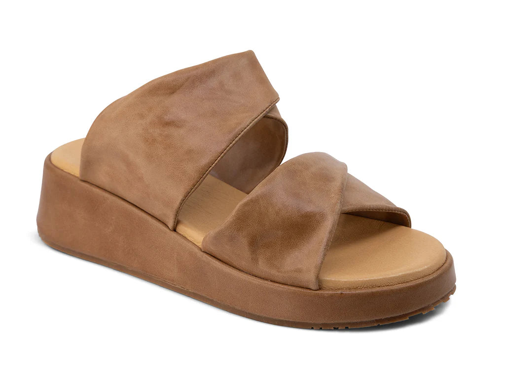 Chocolat Blu Essa Wedge Slides-Camel