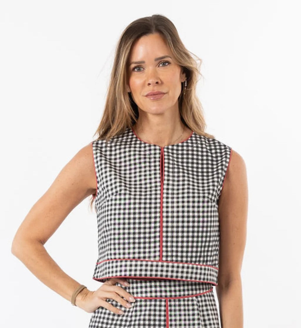 Garland Emmy Top-Black Gingham/Red