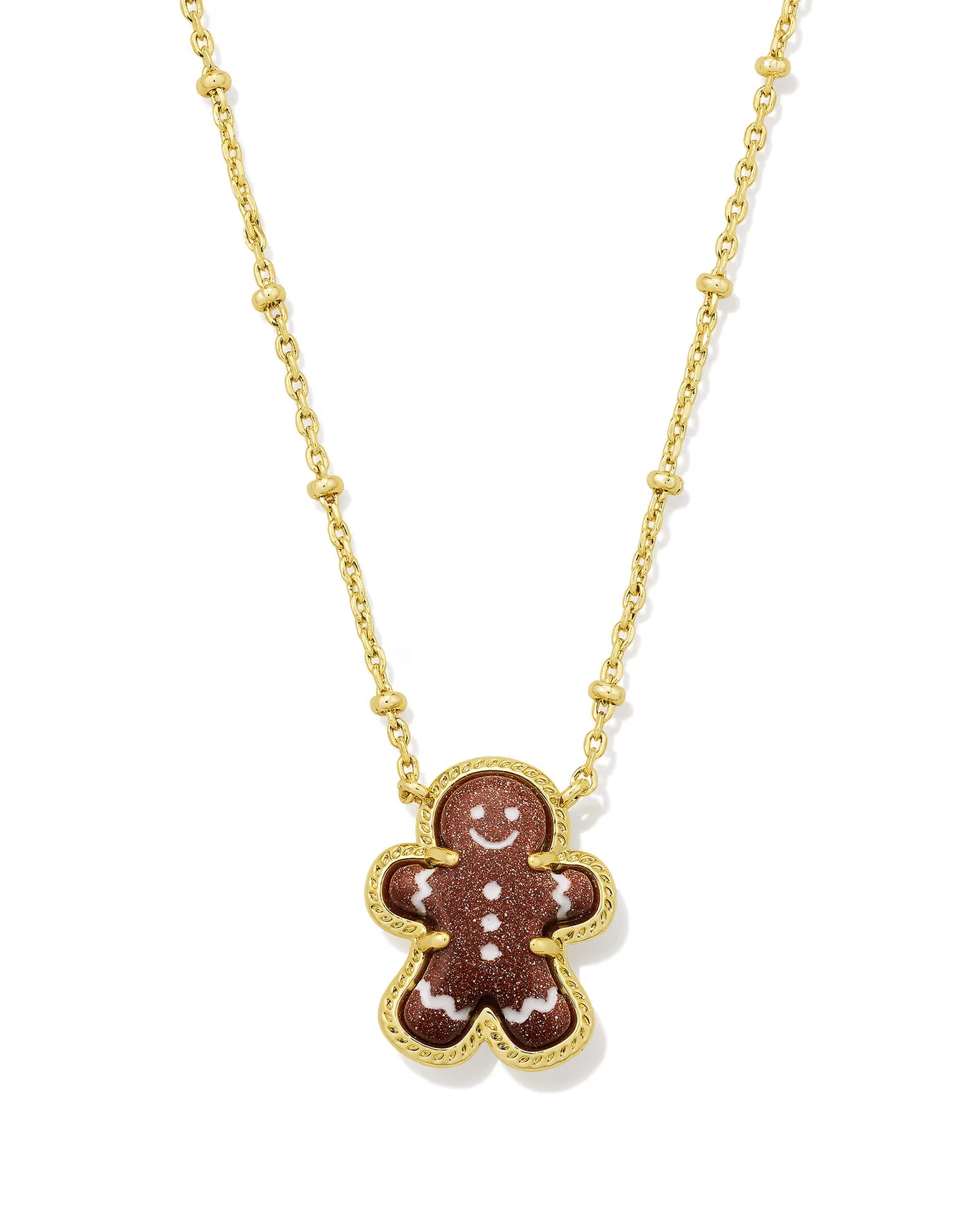 Kendra Scott Gingerbread Pendant Necklace-Gold/Brown Goldstone