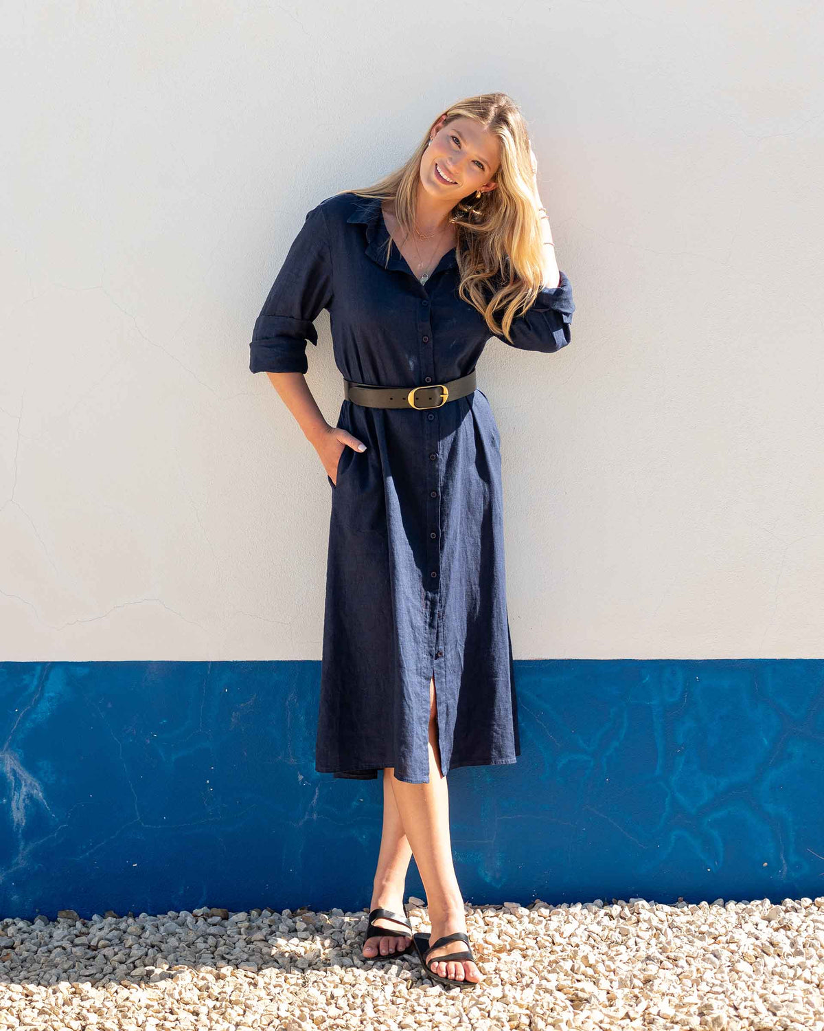 Mersea Hermosa Shirt Dress-Navy