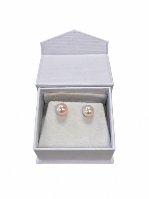 Cultured White Freshwater Pearl/Sterling Silver 8mm Studs