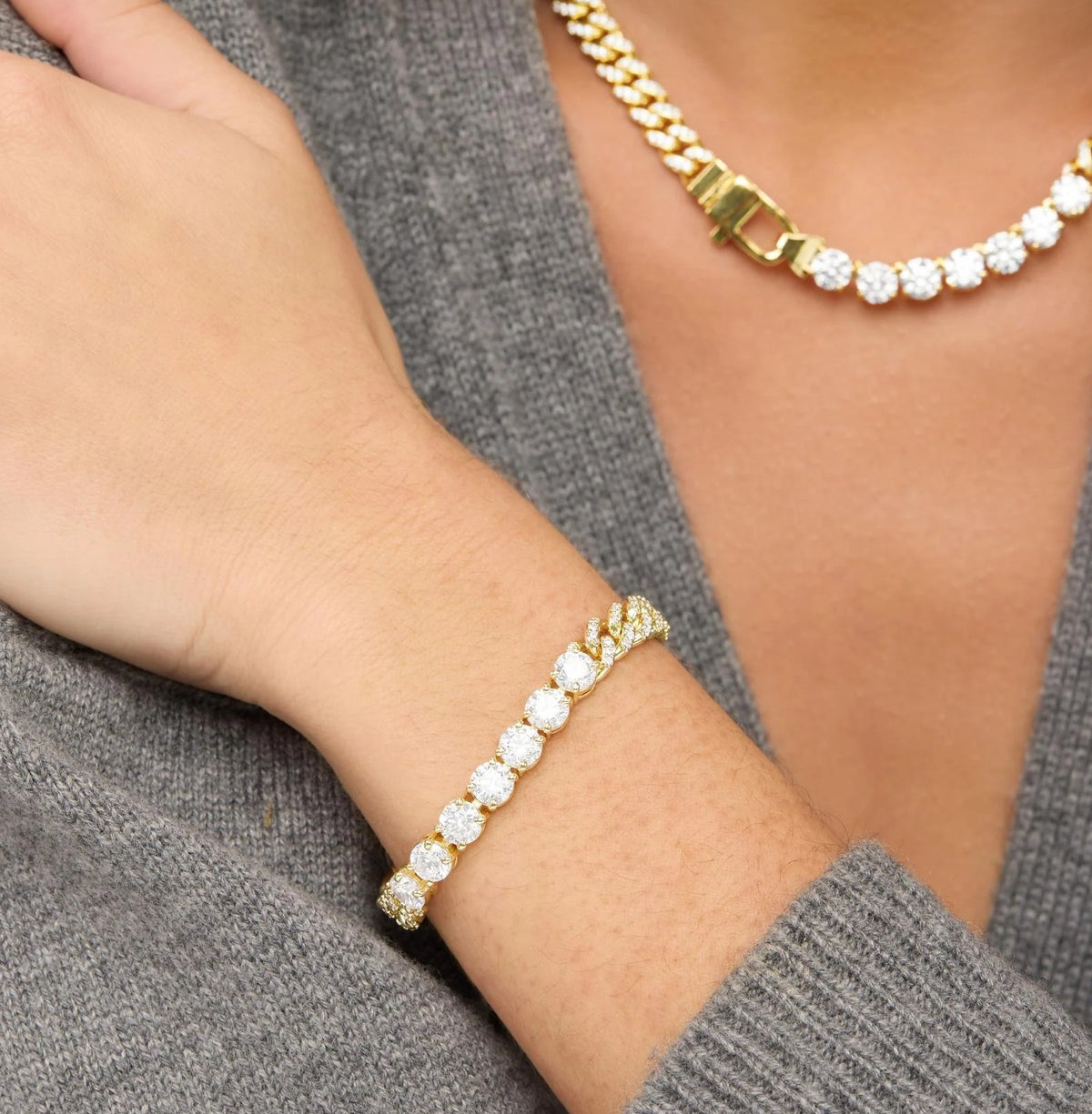 Melinda Maria Pavé Julian Loves Diamonds Bracelet 6.8mm-Gold
