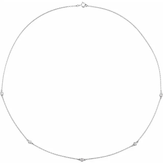 14Kt White Gold 1/4 CTW Lab-Grown Diamond 5-Station 18" Necklace