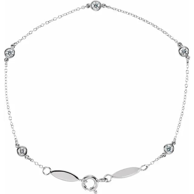 14K Gold 1/3 CTW Lab-Grown Diamond Bezel-Set Station 7" Bracelet
