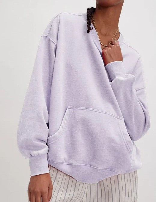 Free People Slow It Down Pullover-Lilac Marble