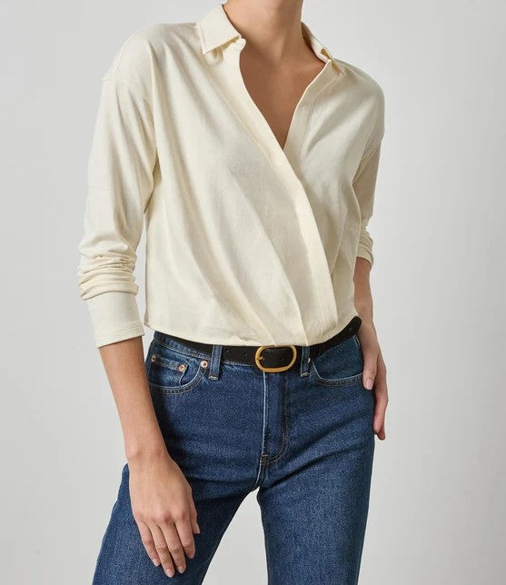 Lilla P Faux Wrap Collared Top-Rope