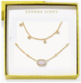 Kendra Scott Mini Elisa & Amelia Chain Necklace Gift Set-Gold/Pink Opalite