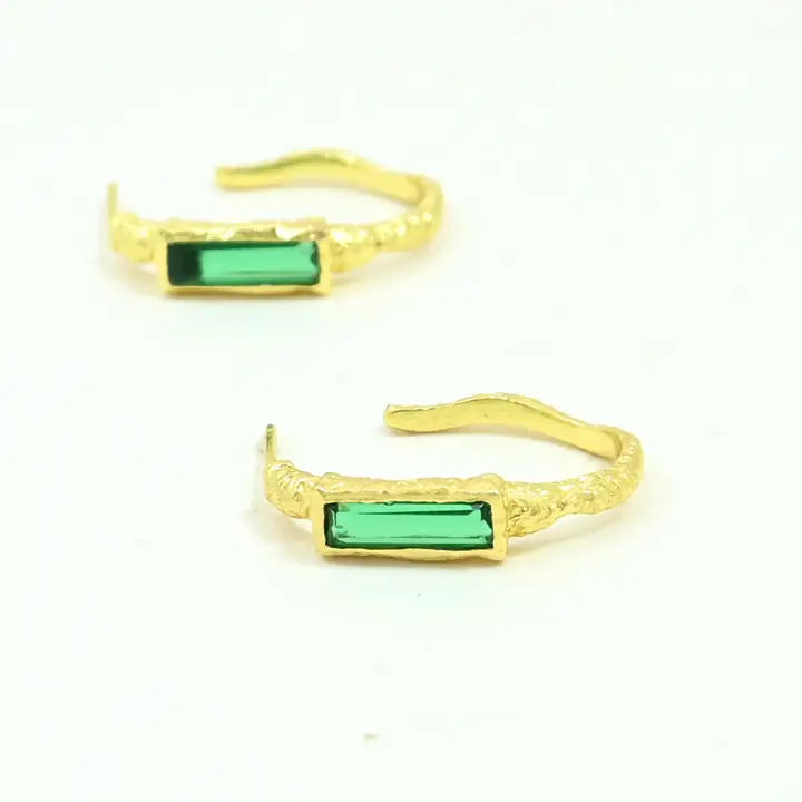 Morgane Hoop Earring-Gold/Green Tourmaline