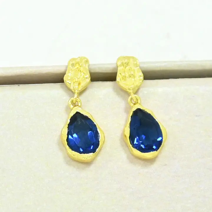 Olivia Earrings-Gold/Blue Iolite