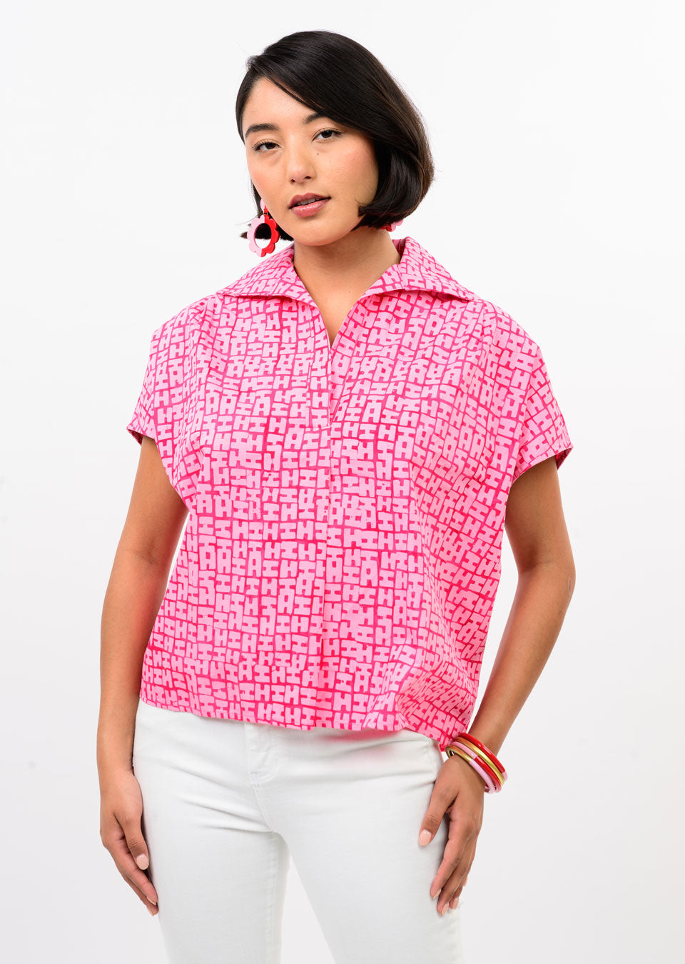 Ivy Jane Popover Shirt-Pink