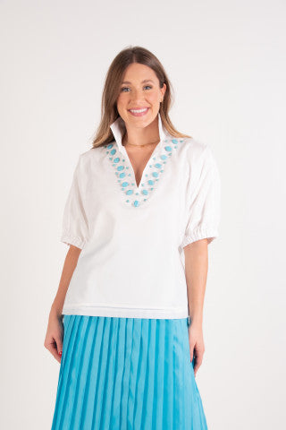 Emily McCarthy Poppy Top-White Taffeta