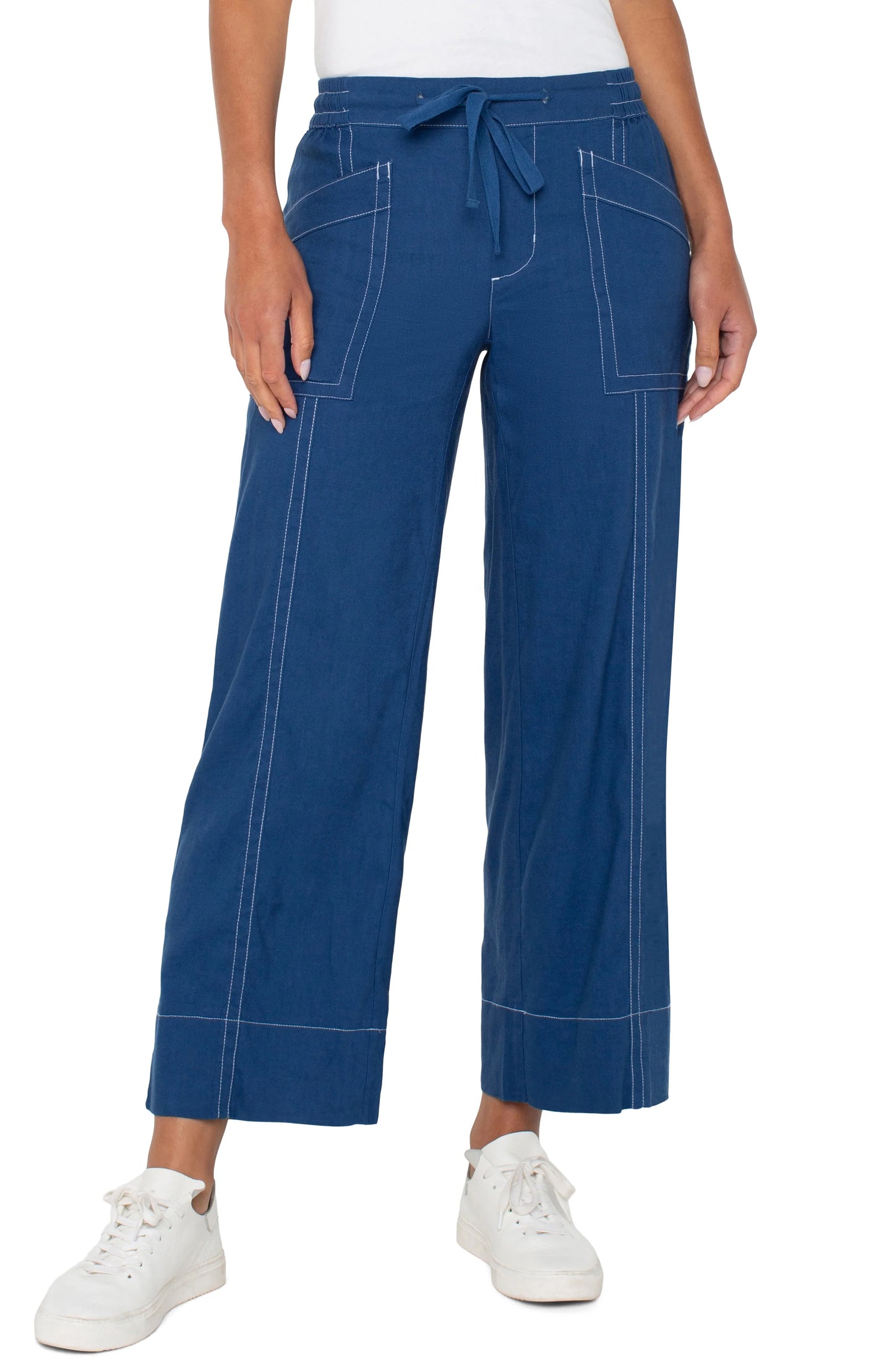 Liverpool Pull on Drawstring Pant- Goddess Blue