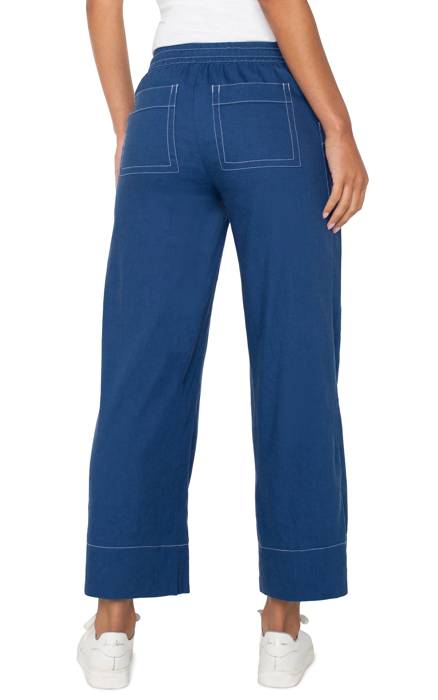 Liverpool Pull on Drawstring Pant- Goddess Blue