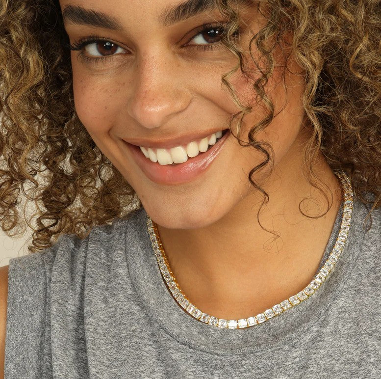 Melinda Maria The Queen's 18" Tennis Necklace-Gold/White