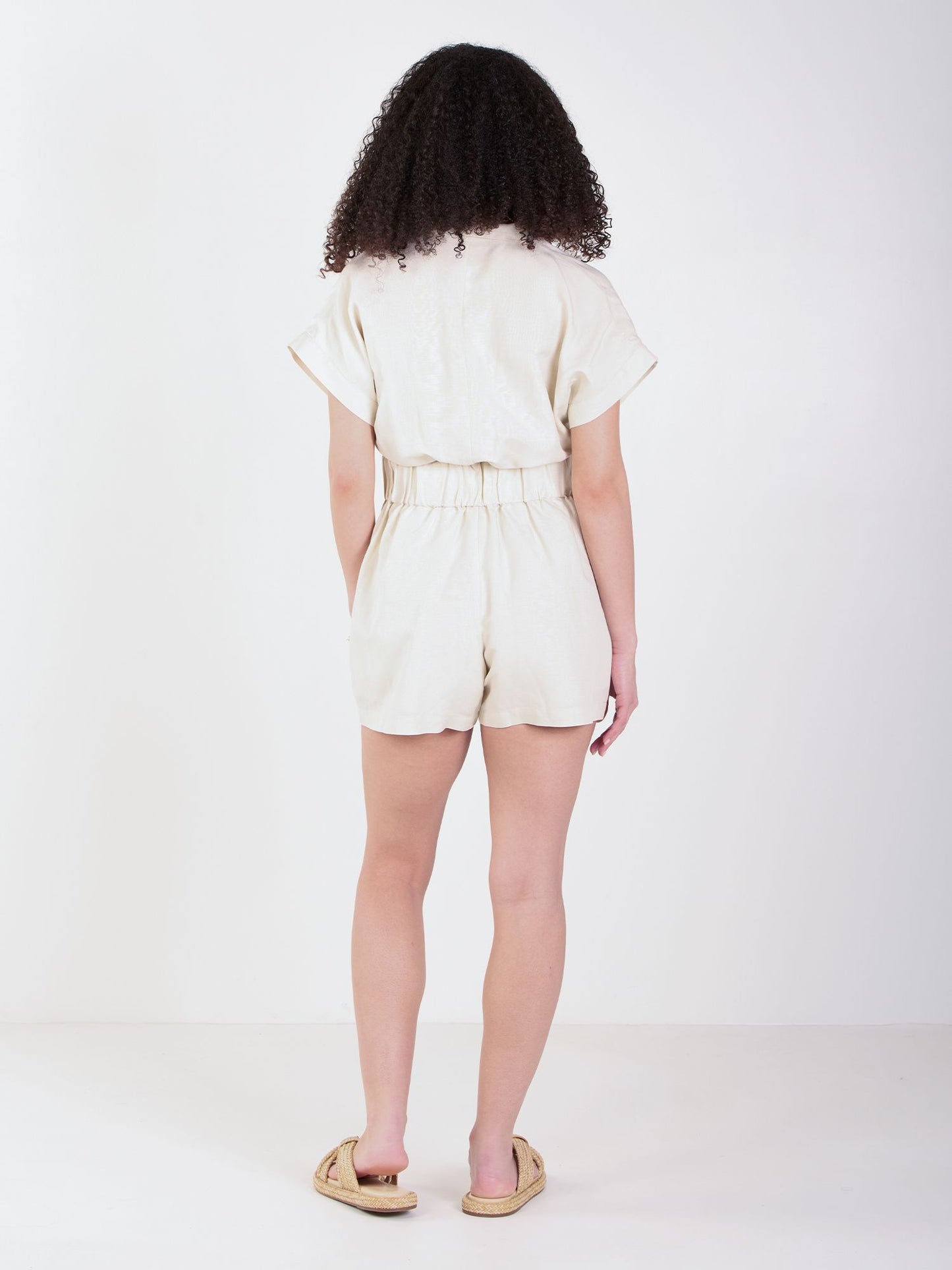 Emily McCarthy Poppy Linen Romper- Birch
