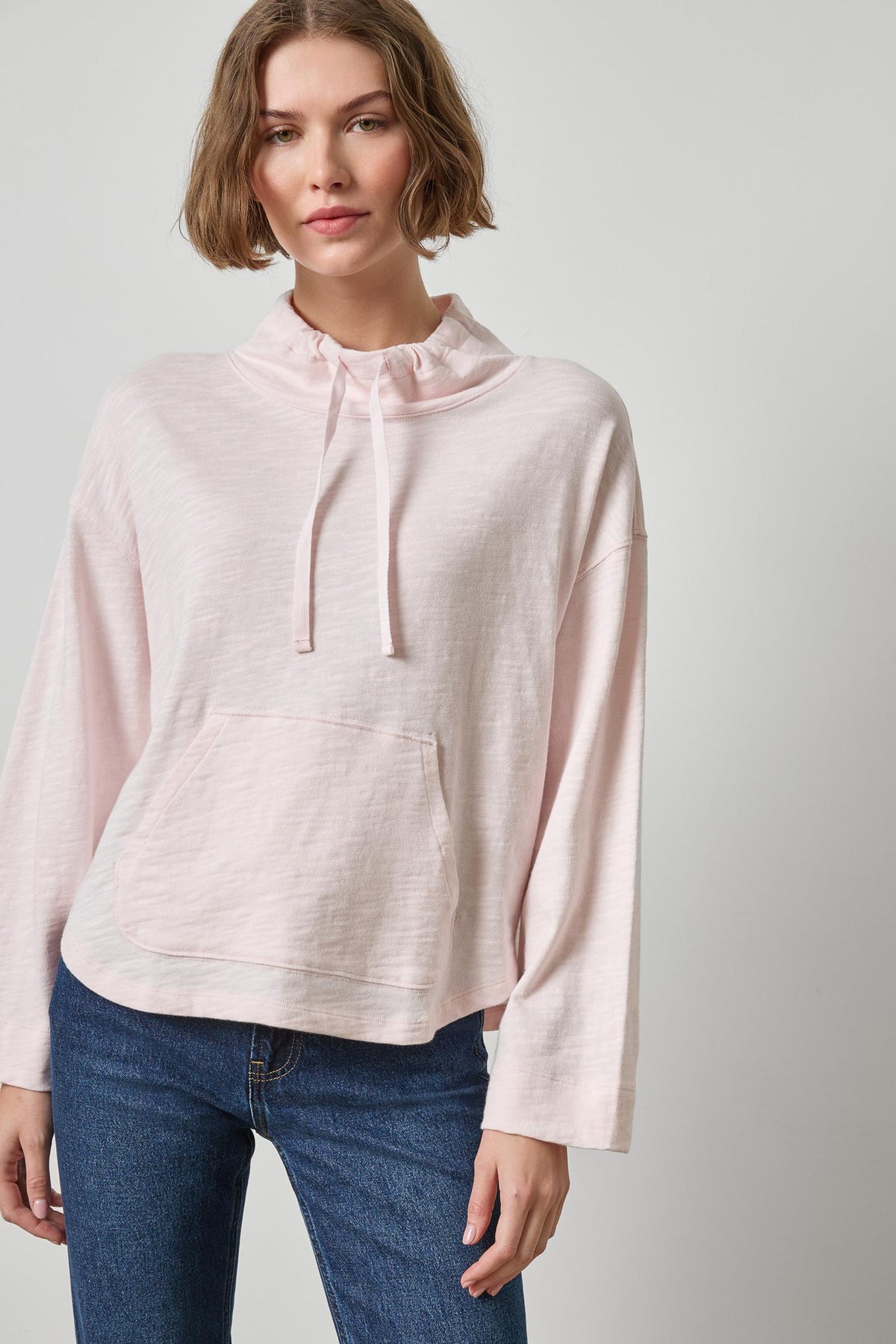 Lilla P Vintage Kangaroo Pocket Drop Shoulder Top-Roseblush