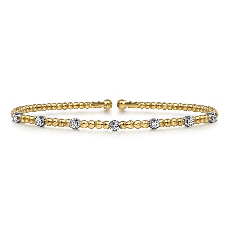 Gabriel 14kt White & Yellow Gold Bujukan Diamond Stations Bangle