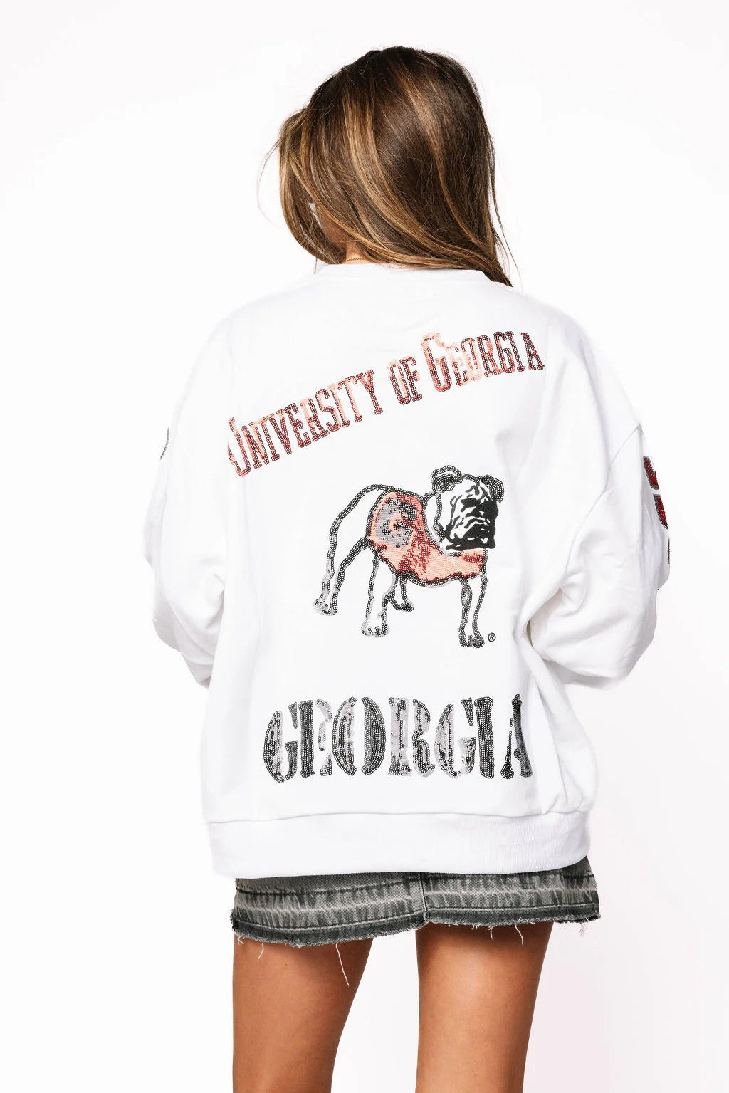 Queen of Sparkles Licensed UGA Big Icons Scattered All Over Sweatshirt