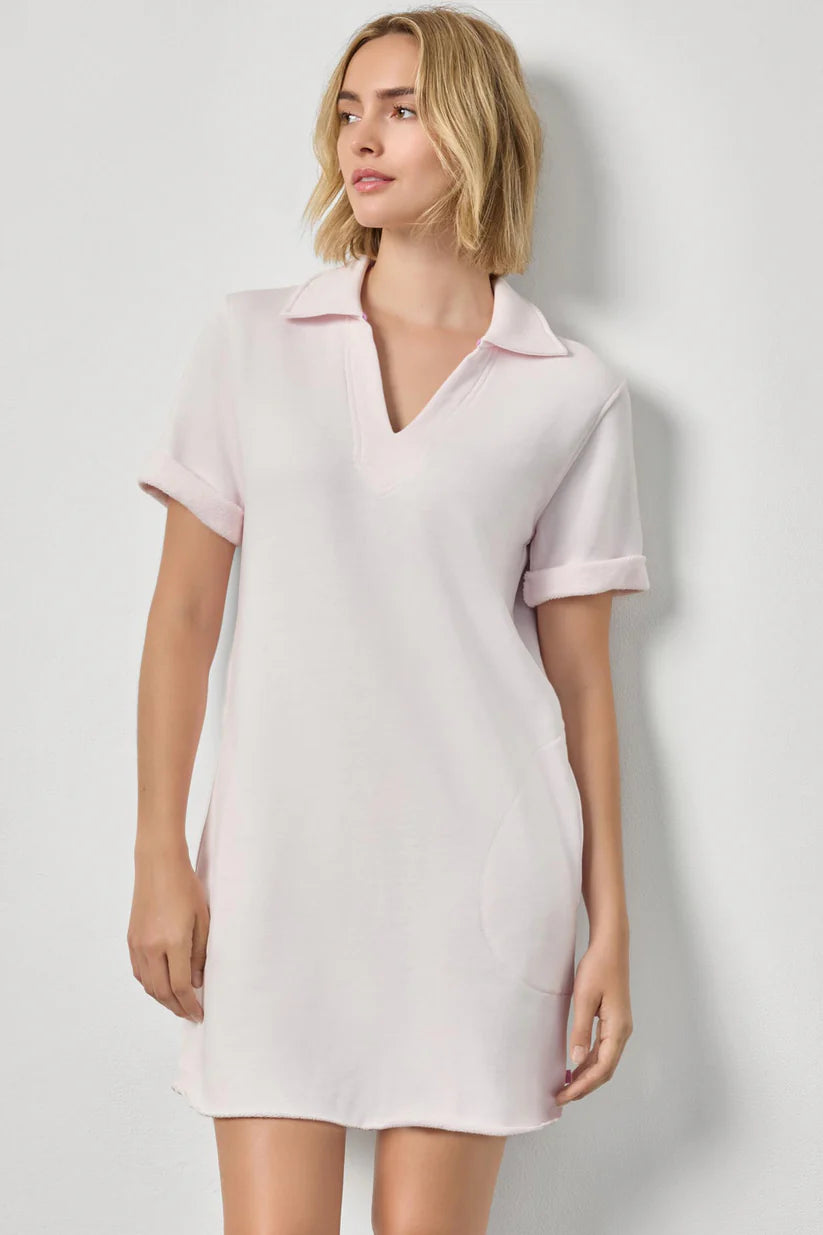 Lilla P Raw Hem Terry Dress-Rosewater
