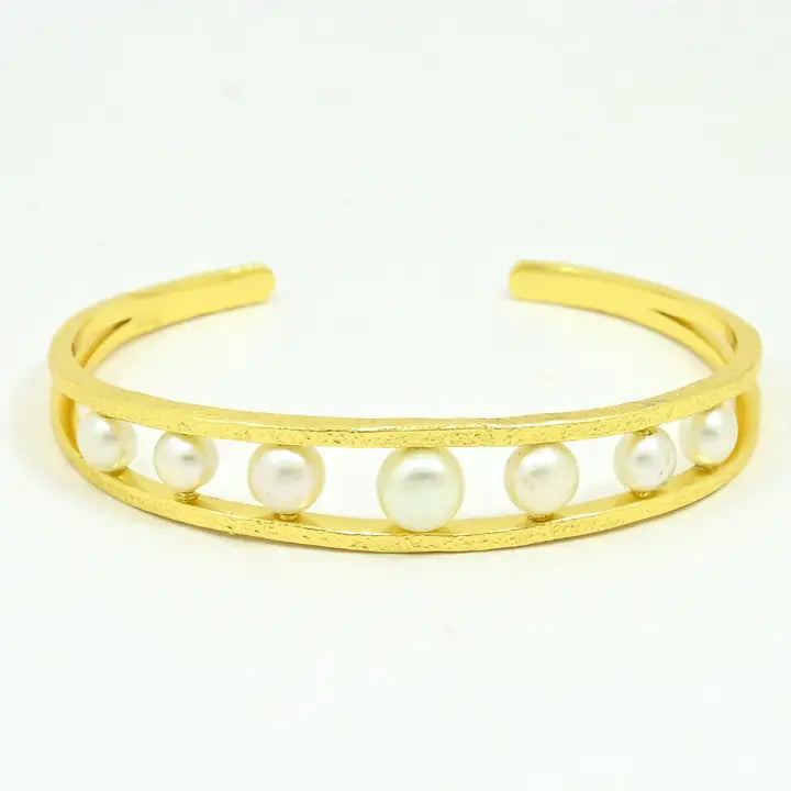 Ulyana Bangle-Gold Plated/Natural Pearl