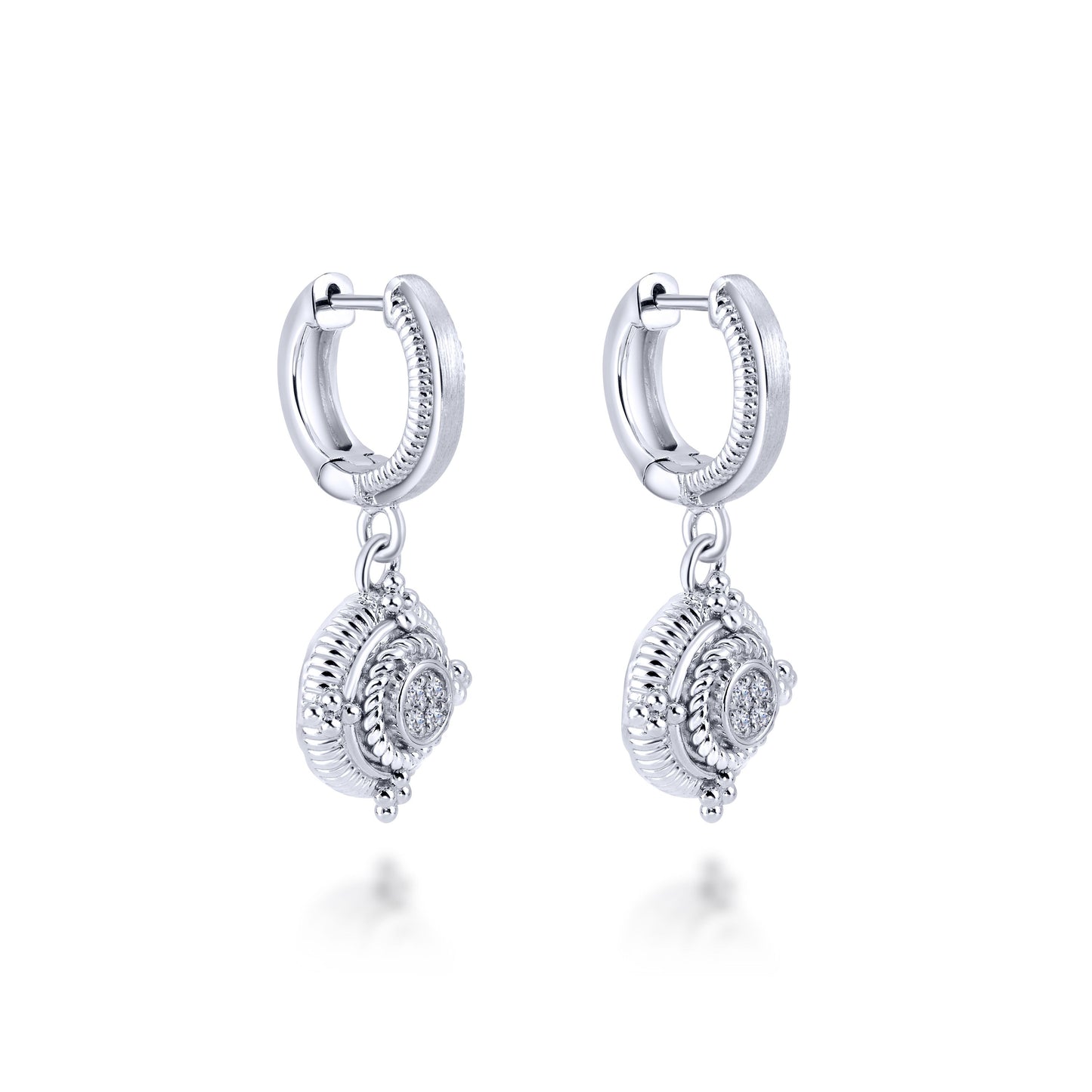 Sterling Silver and Diamond Drop Earrings