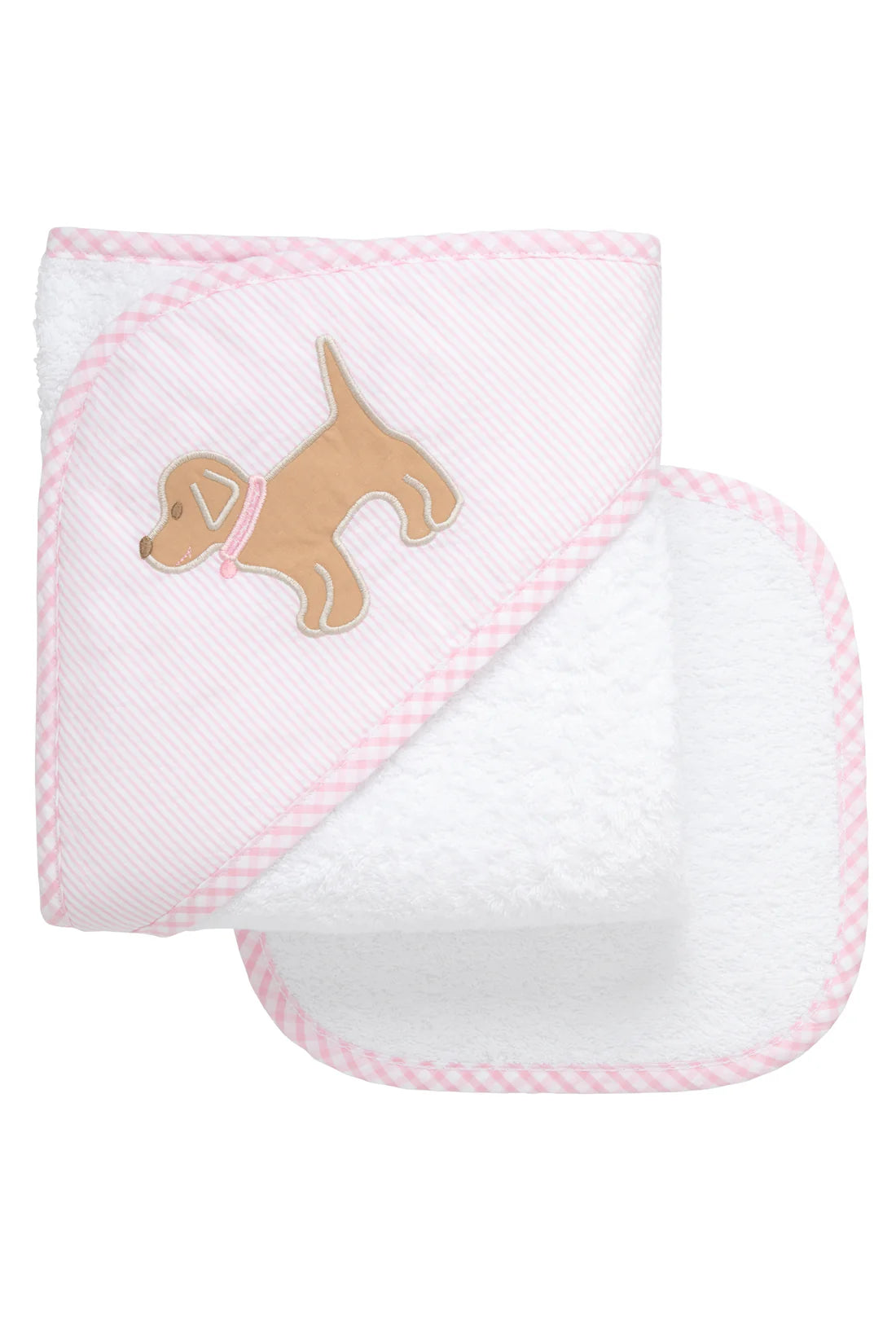 3 Marthas Puppy Applique Hooded Towel & Washcloth Set-Pink