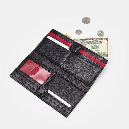 Hammitt 110 North Wallet-Black/Brushed Gold/Red Zip