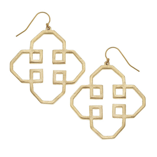 Susan Shaw Geometric Outline Earrings-Gold