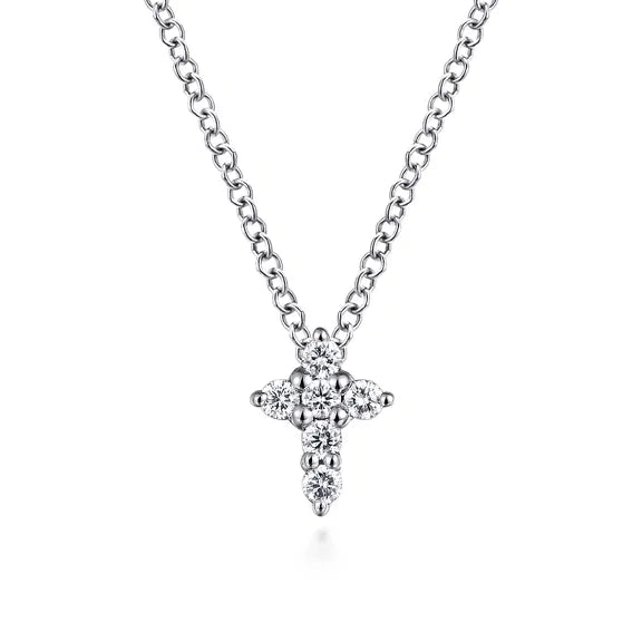 Gabriel 14kt White Gold/Diamond Cross Necklace