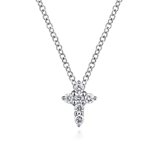 Gabriel 14kt White Gold/Diamond Cross Necklace