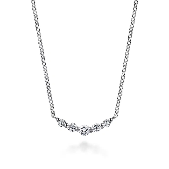 Gabriel 14kt White Gold White Sapphire Bar Necklace