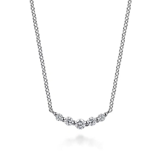 Gabriel 14kt White Gold White Sapphire Bar Necklace