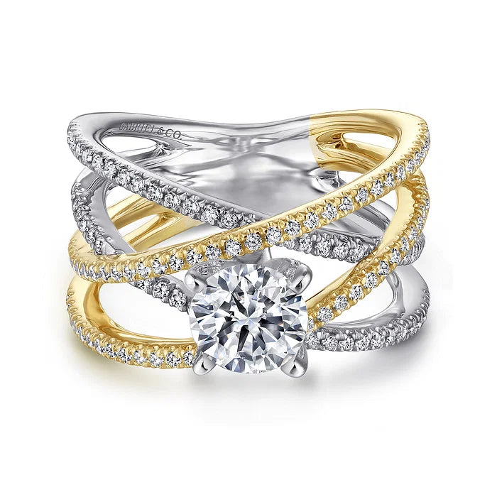 Gabriel 14K White-Yellow Gold Round Diamond Engagement Ring