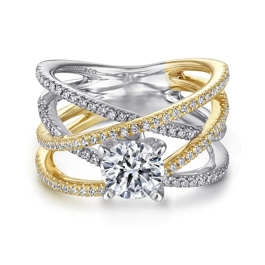 Gabriel 14K White-Yellow Gold Round Diamond Engagement Ring