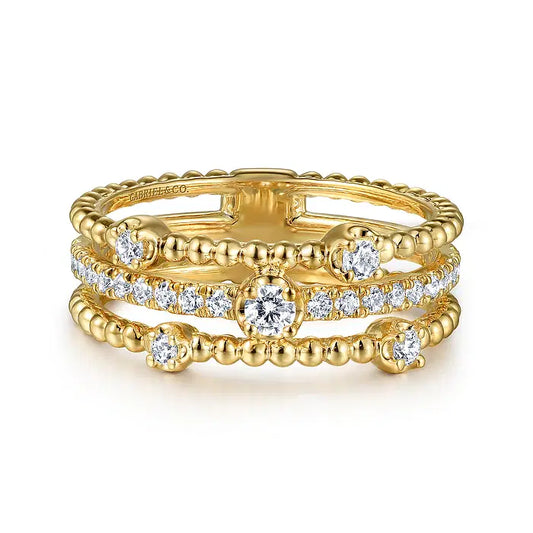 Gabriel 14K Yellow Gold Diamond Easy Stackable Bujukan Ladies Ring