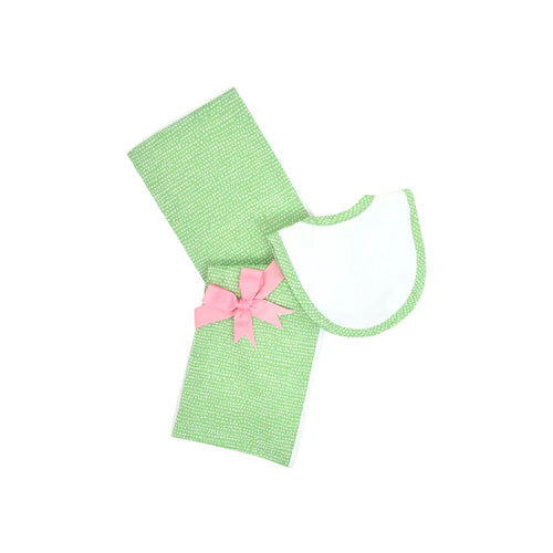 3 Marthas Bib Burp Set Pink Alligator