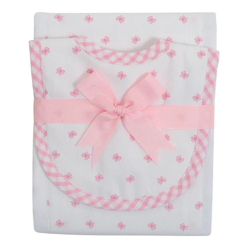 3 Marthas Bow Basic Bib & Burp Boxed Set-Pink
