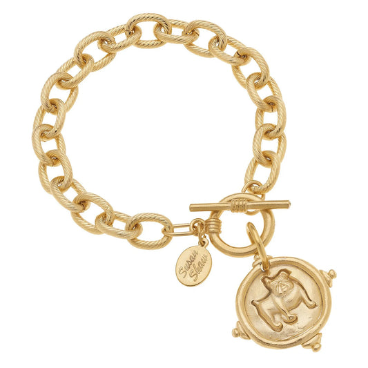 Susan Shaw Bulldog Intaglio Bracelet-Gold